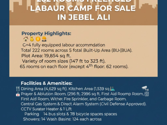 262 Rooms FreeHold Labour Camp for Sale in Jebel Ali