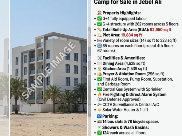 262 Rooms FreeHold Labour Camp for Sale in Jebel Ali