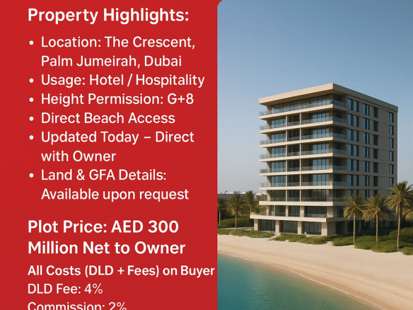 G+8 Hotel Plot for Sale on The Crescent, Palm Jumeirah
