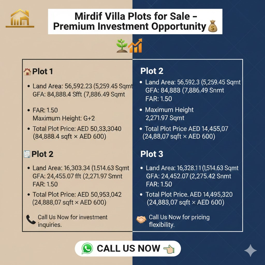 Mirdif Villa Plots for Sale – Premium Investment Opportunity