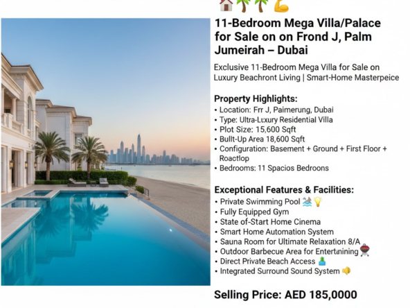 11-Bedroom Mega Villa/Palace for Sale on Frond J, Palm Jumeirah – Dubai