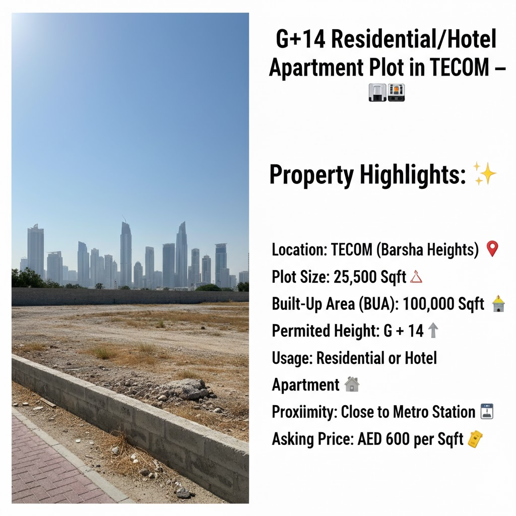 G+14 Residential/Hotel Apartment Plot in TECOM 