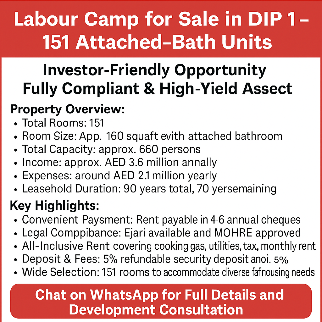 Labour Camp for Sale in DIP 1 – 151 Attached-Bath Units
