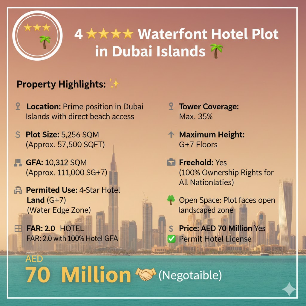 4 stars Waterfront Hotel Plot in Dubai Islands