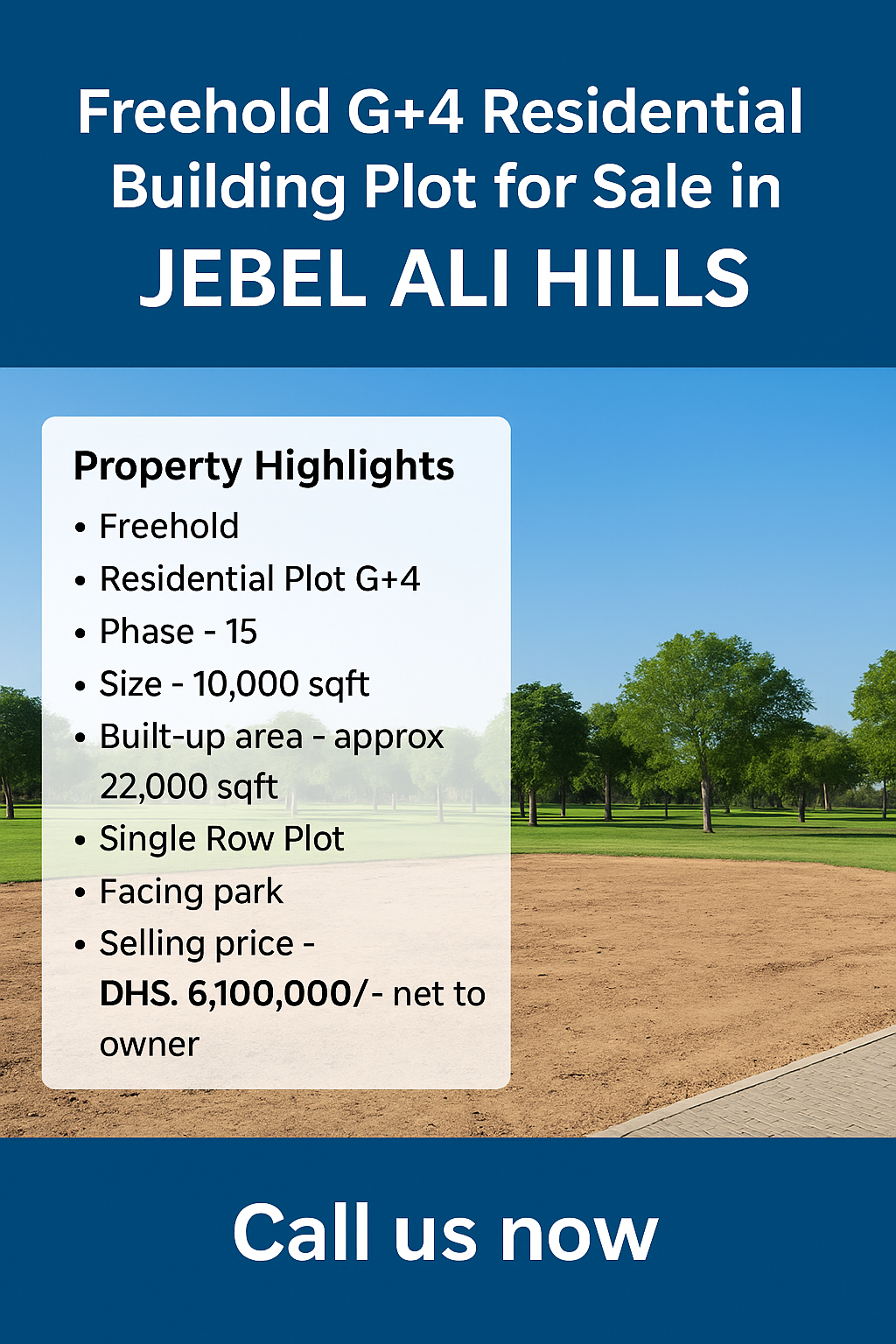 Freehold G+4 Residential Building Plot for Sale in Jebel Ali Hills