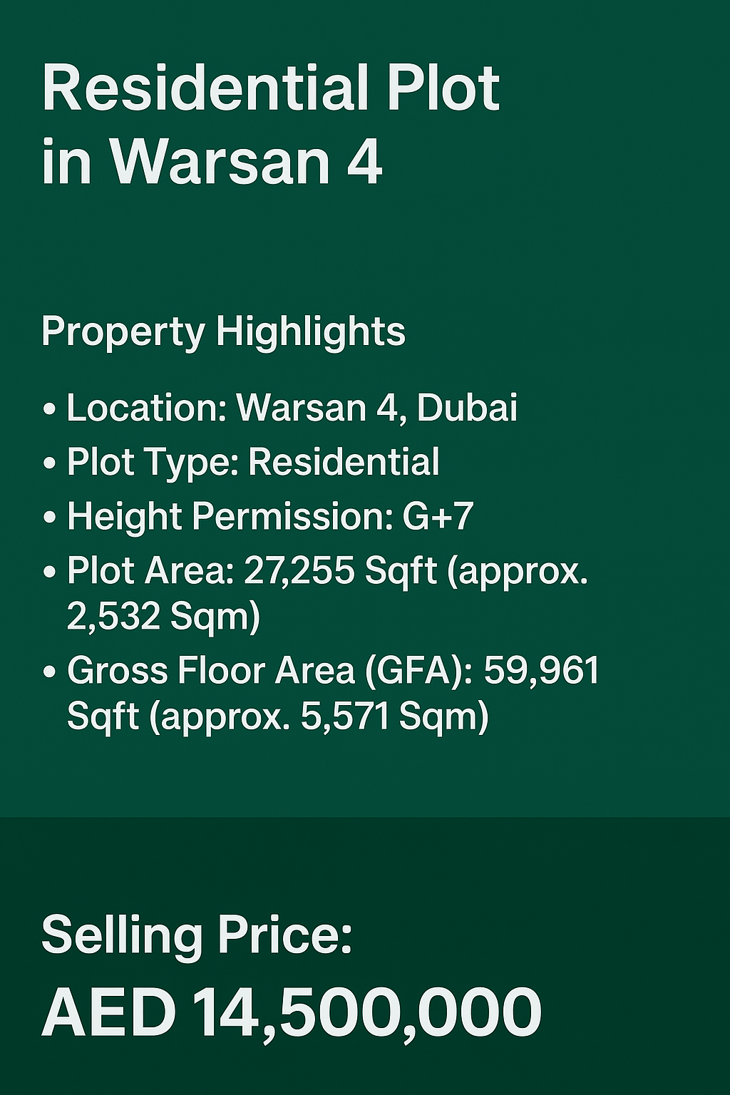 Residential Plot in Warsan 4