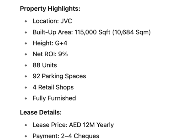 Buildings for Lease in JVC Dubai