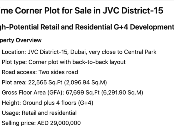 Prime Corner Plot for Sale in JVC District-15