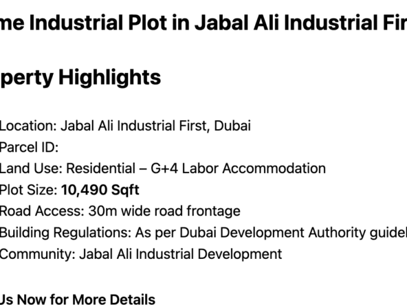 G+4 Prime labour camp Plot in Jebel Ali Industrial First