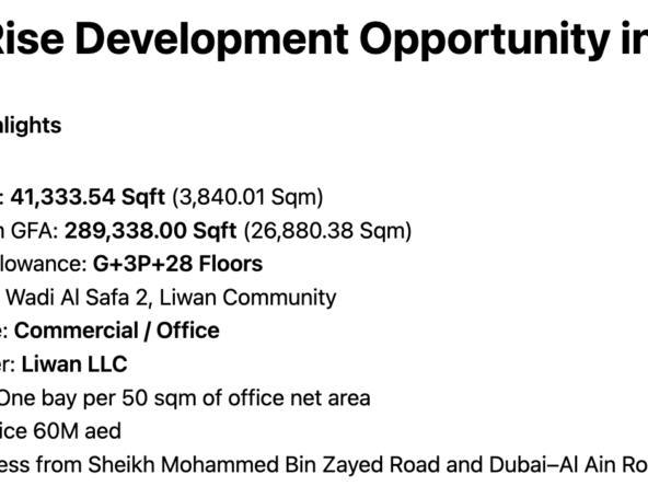 G+3P+28 Prime Office Building Plot in Wadi Al Safa 2