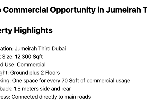 G+2 Commercial Plot for Sale in Jumeirah Third