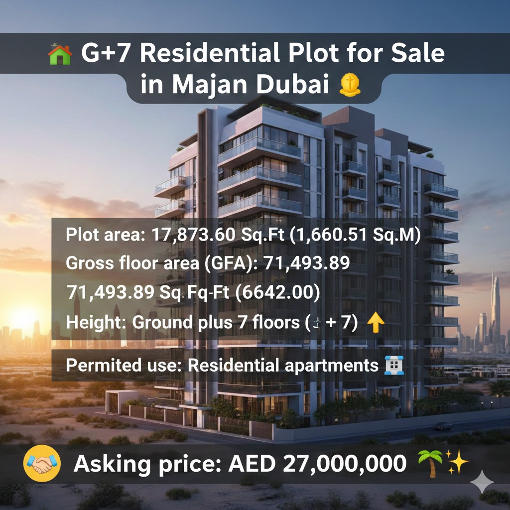 G+7 Residential Plot for Sale in Majan Dubai