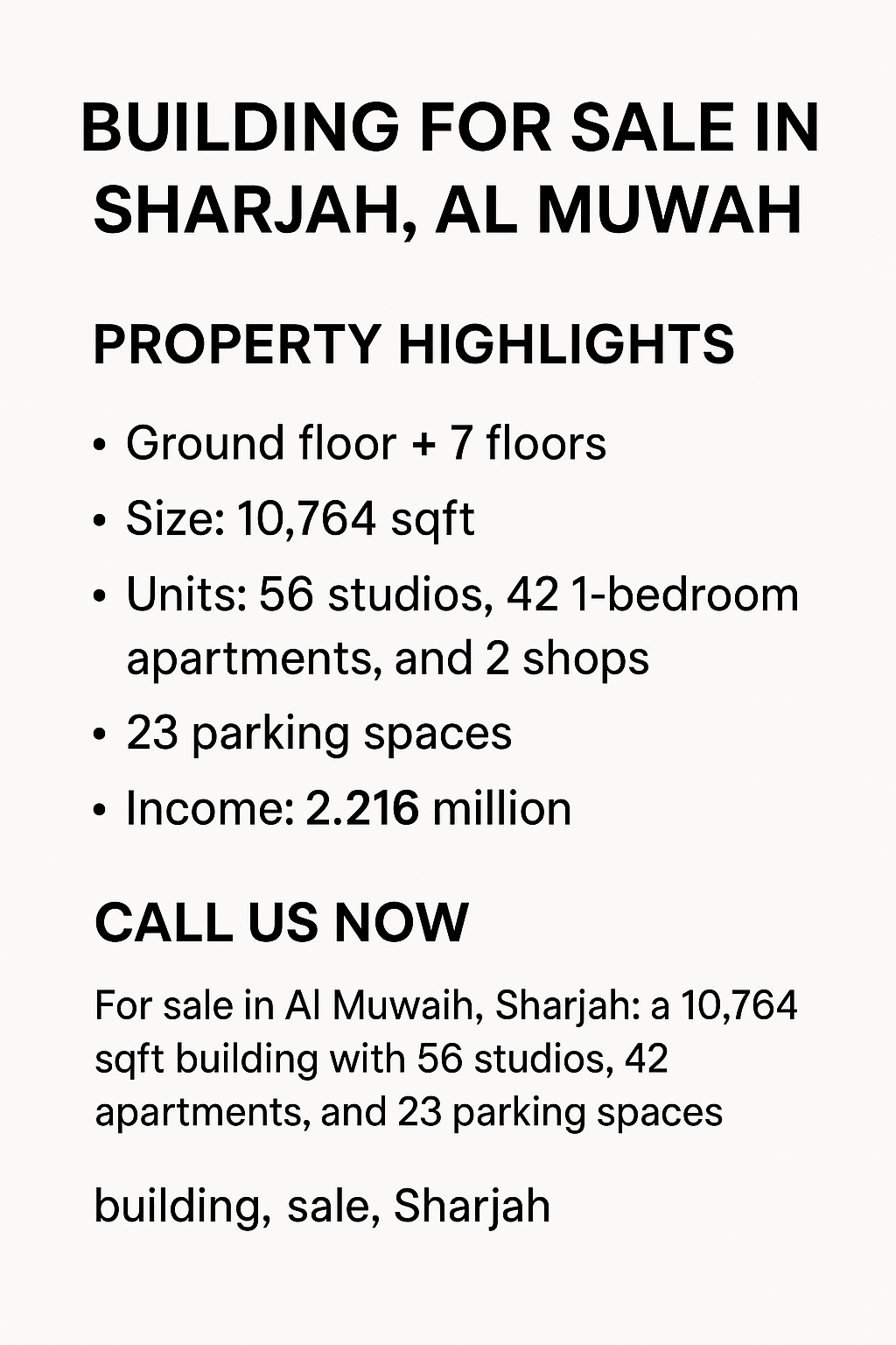 Residential Building for Sale in Sharjah – Muwailih