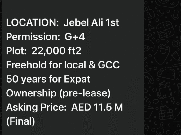 Prime Land for Sale in Jebel Ali 1st for G+4 Camp