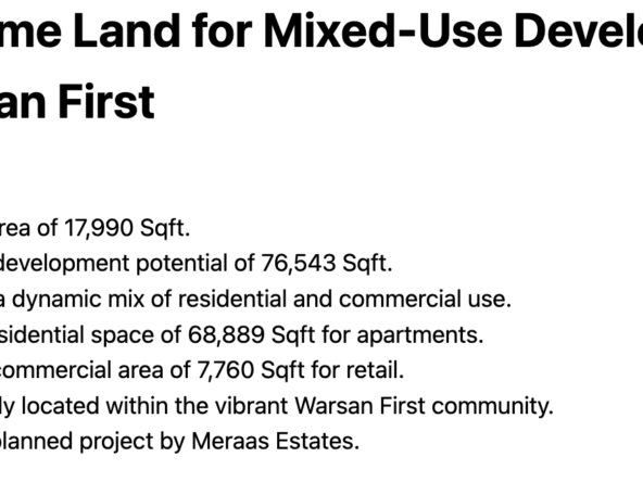 G+7 Prime Land for Mixed-Use Development in Warsan First