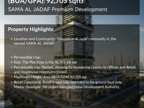 G+14 Huge Plot Area of 92,705.58 sqft SAMA AL JADAF Premium