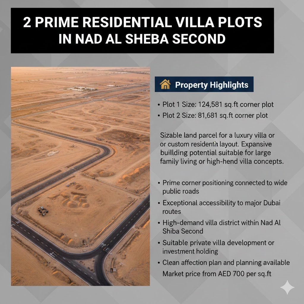 2 Prime Residential Villa Plots in Nad Al Shiba Second