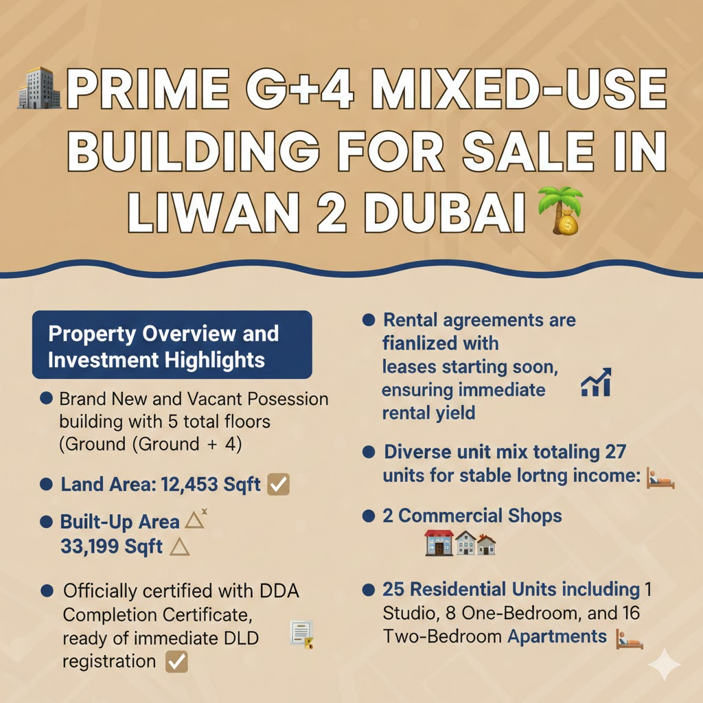 Prime G+4 Mixed-Use Building for Sale in Liwan 2 Dubai