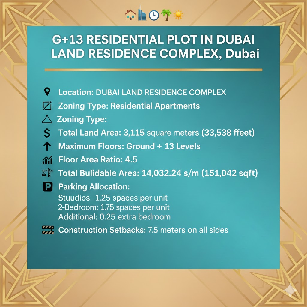G+13 Residential Plot in DUBAILAND RESIDENCE COMPLEX, Dubai