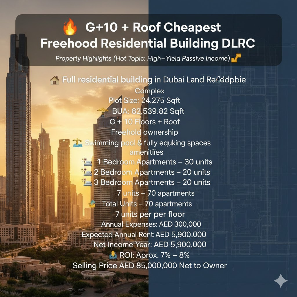 🔥 G+10 + Roof Cheapest Freehold Residential Building DLRC