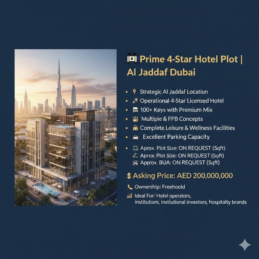 🏨 Prime 4-Star Hotel Plot | Al Jaddaf Dubai