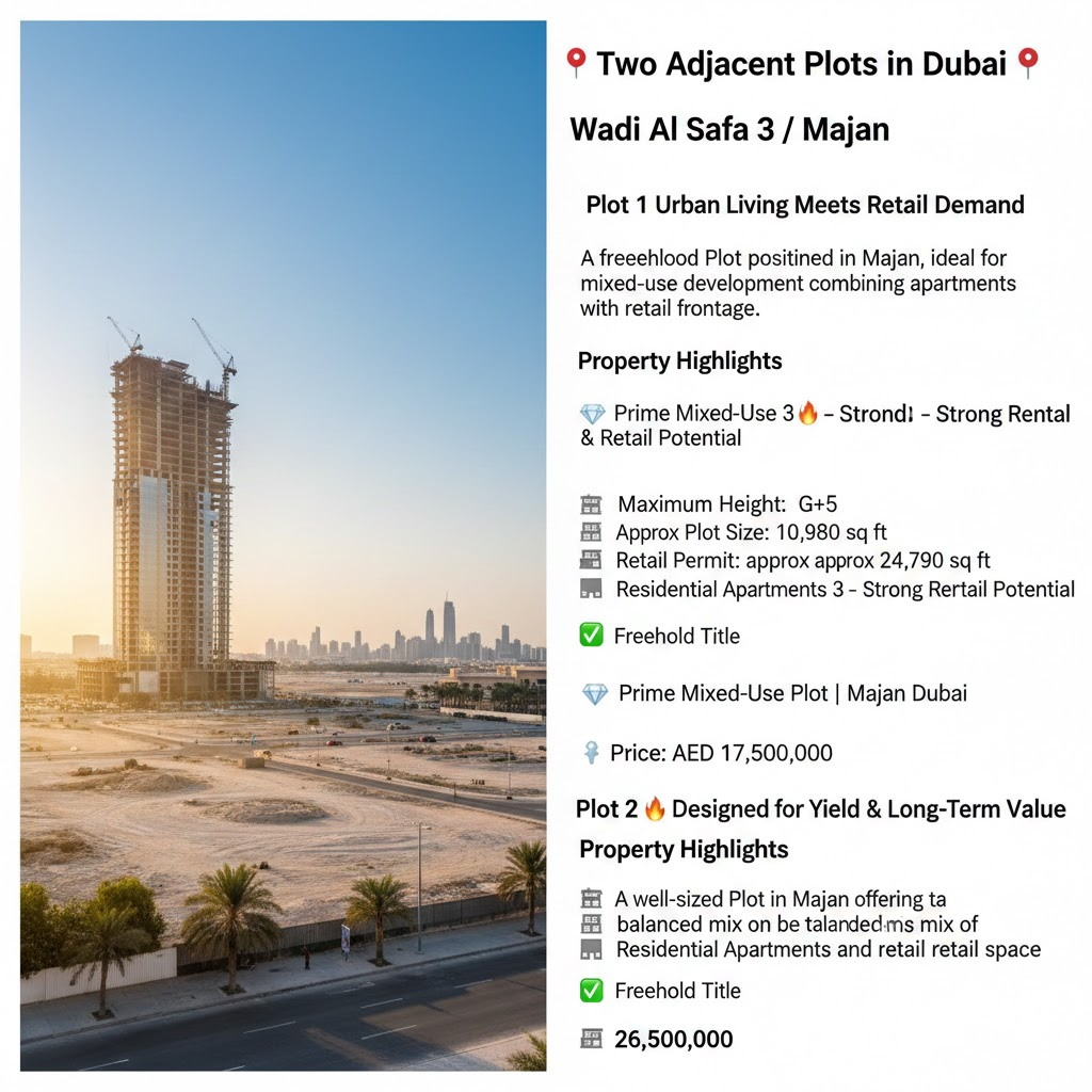 🚀 2 Mixed-Use Plots | Majan Dubai