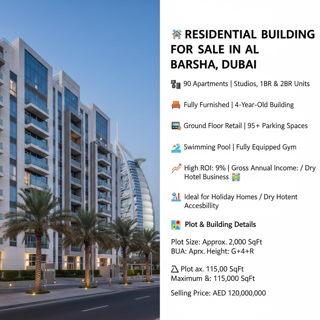 🏙️ RESIDENTIAL BUILDING FOR SALE IN AL BARSHA, DUBAI