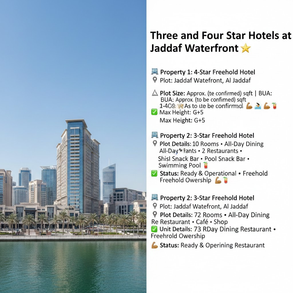 Three and Four Star Hotels at Jaddaf Waterfront