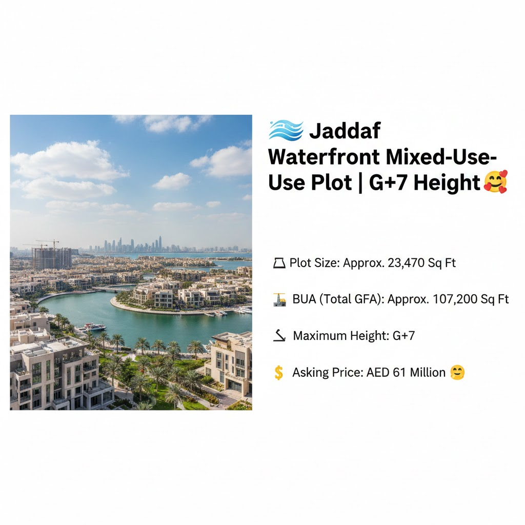 🌊 Jaddaf Waterfront Mixed-Use Plot | G+7 Height