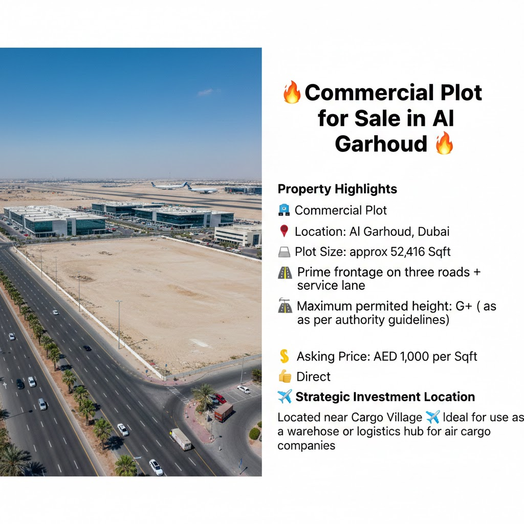 🔥Commercial Plot for Sale in Al Garhoud 🔥