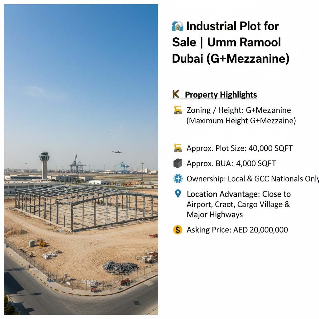 🏭 Industrial Plot for Sale | Umm Ramool Dubai (G+Mezzanine)