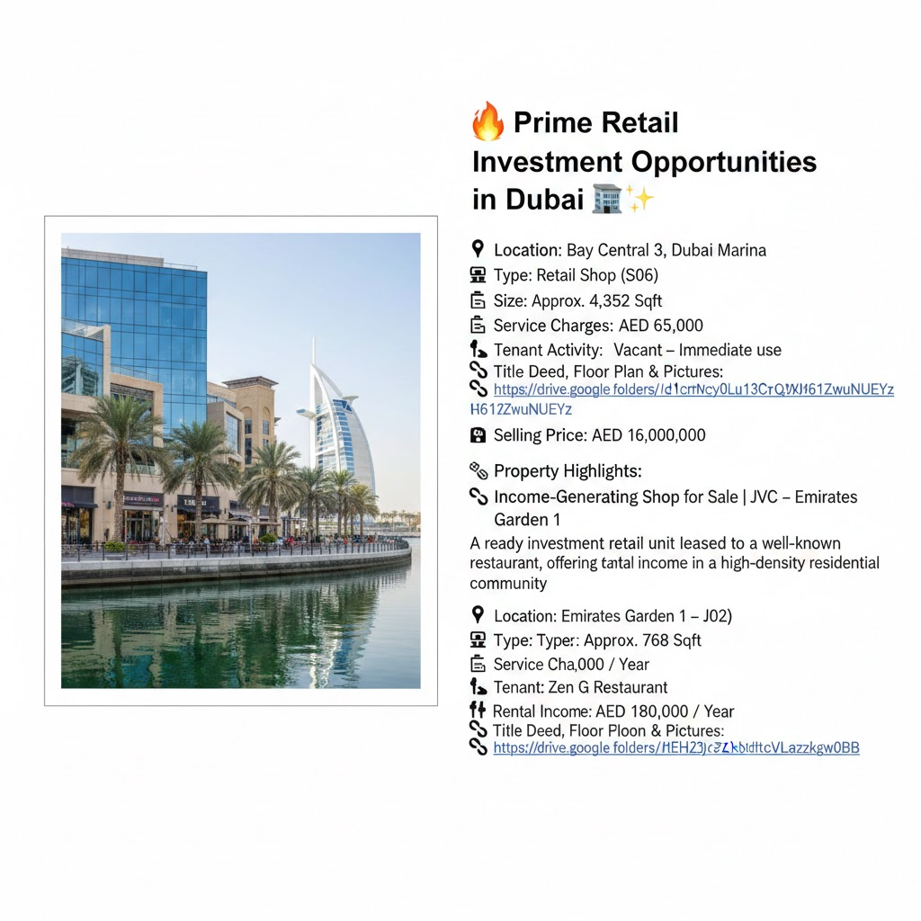 🔥 Prime Retail Investment Opportunities in Dubai 🏬✨