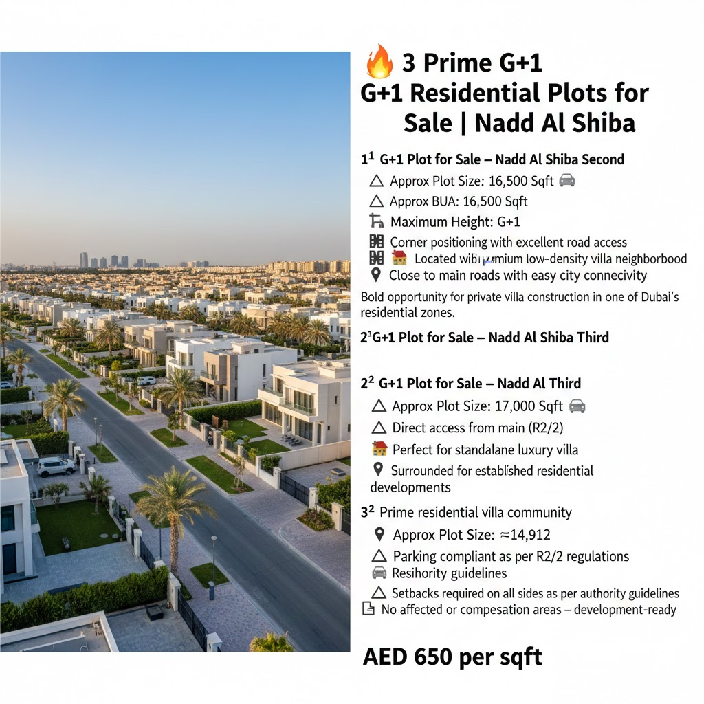 🔥 3 Prime G+1 Residential Plots for Sale | Nadd Al Shiba