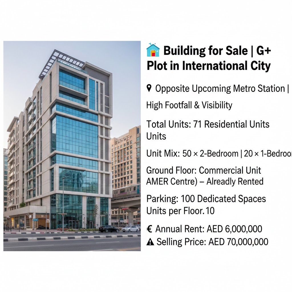 🏙️ Building for Sale | G+ Plot in International City