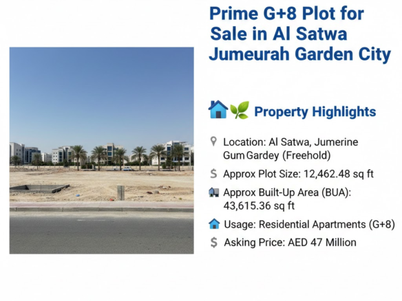 Prime G+8 Plot for Sale in Al Satwa Jumeirah Garden City