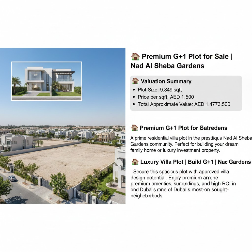 🏡 Premium G+1 Plot for Sale | Nad Al Sheba Gardens