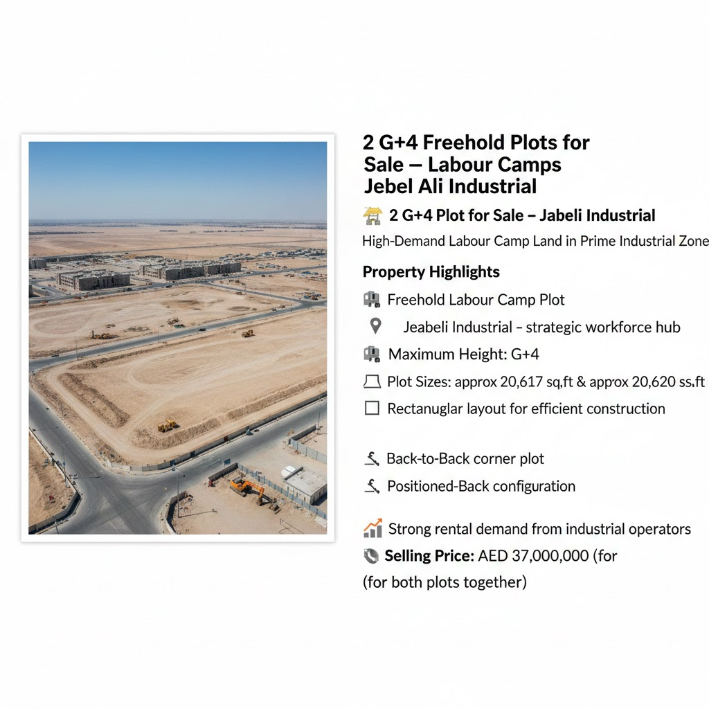 2 G+4 Freehold Plots for Sale – labour camps Jebel Ali Industrial