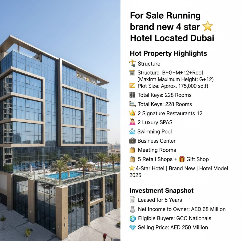 For Sale Running brand new 4 star ⭐️ Hotel Located Dubai
