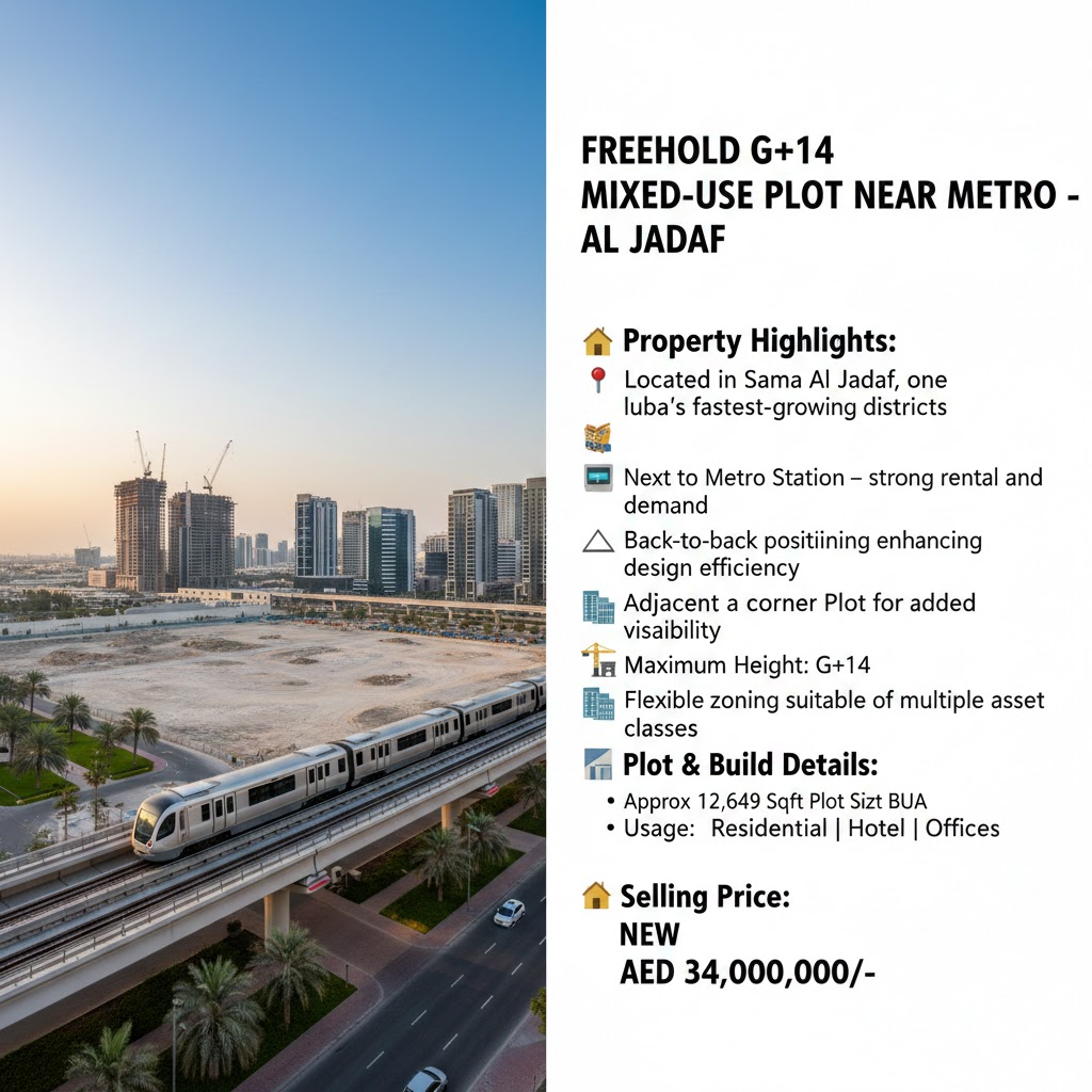 Free Hold G+14 Mixed-Use Plot Near Metro – Al Jadaf
