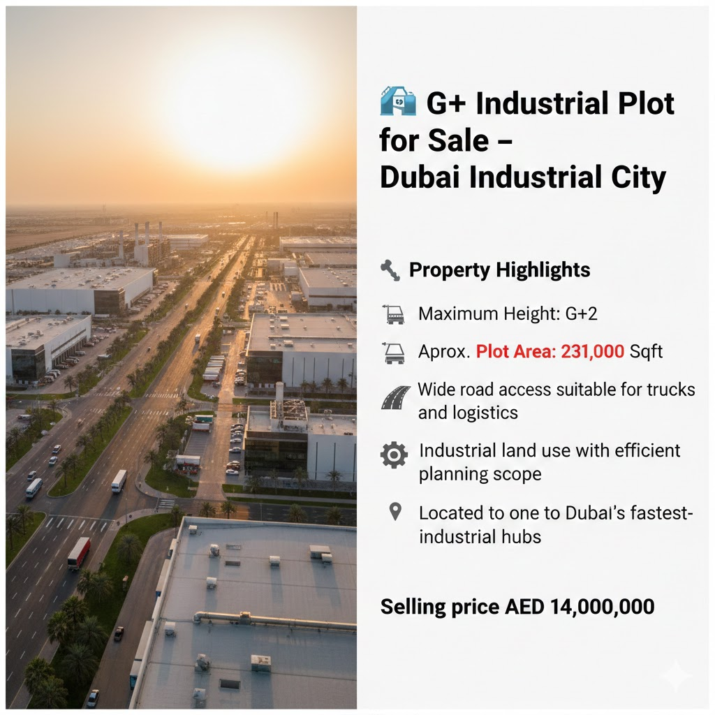 🏭 G+ Industrial Plot for Sale – Dubai Industrial City