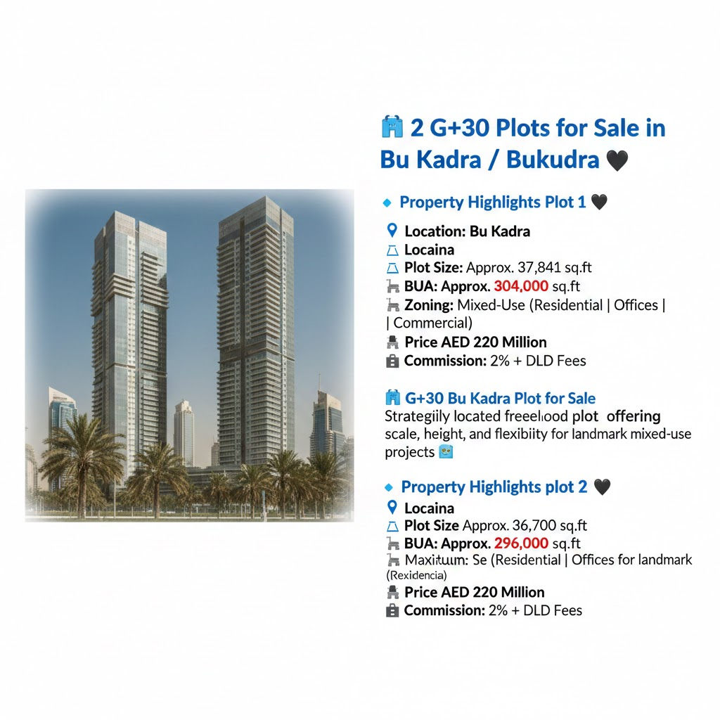 🏙️ 2 G+30 Plots for Sale in Bu Kadra \ Bukudra