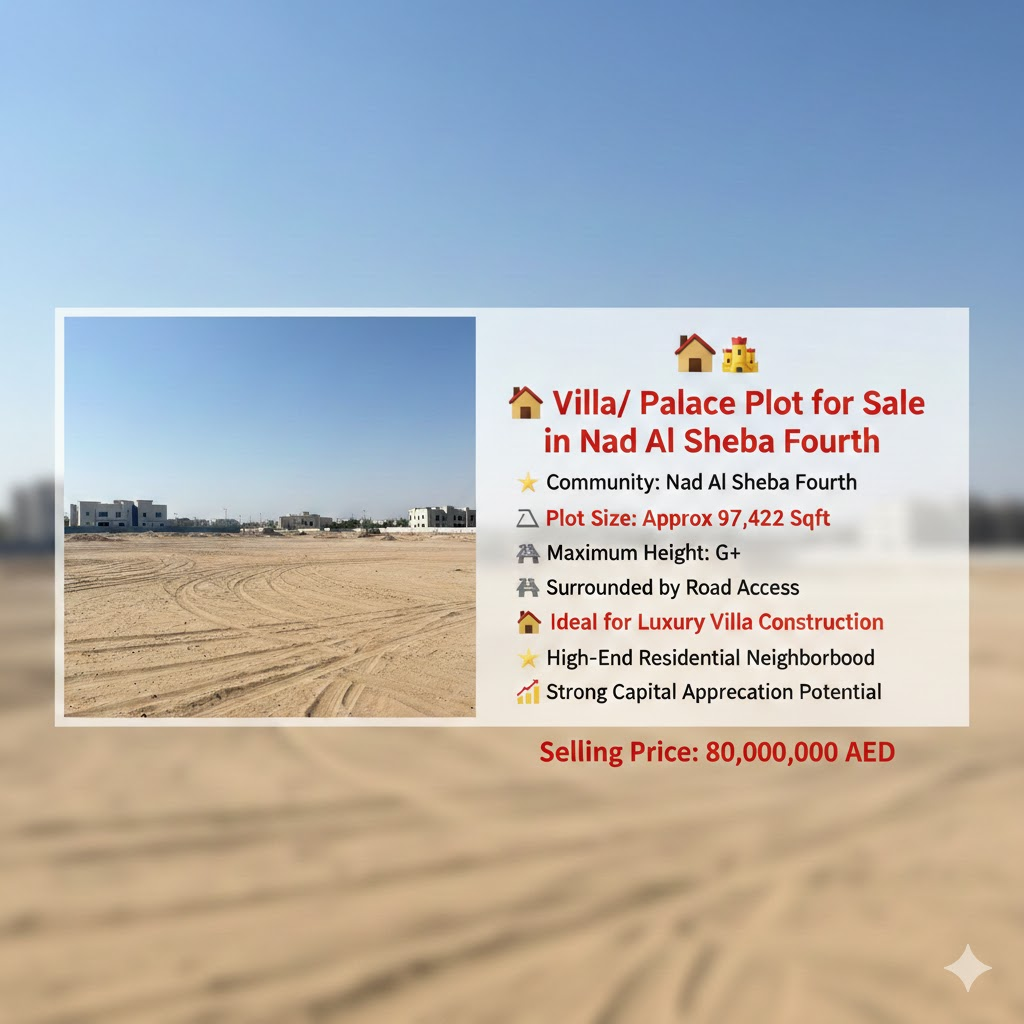 🏡 Villa/ Palace  Plot for Sale in Nad Al Sheba Fourth/ ند الشبا ٤