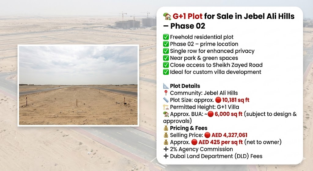 🏡 G+1 Plot for Sale in Jebel Ali Hills – Phase 02