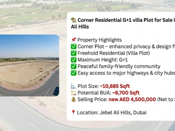Corner Residential G+1 villa Plot for Sale in Jebel Ali Hills