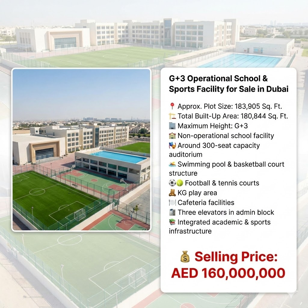 G+3 Operational School & Sports Facility for Sale in Dubai