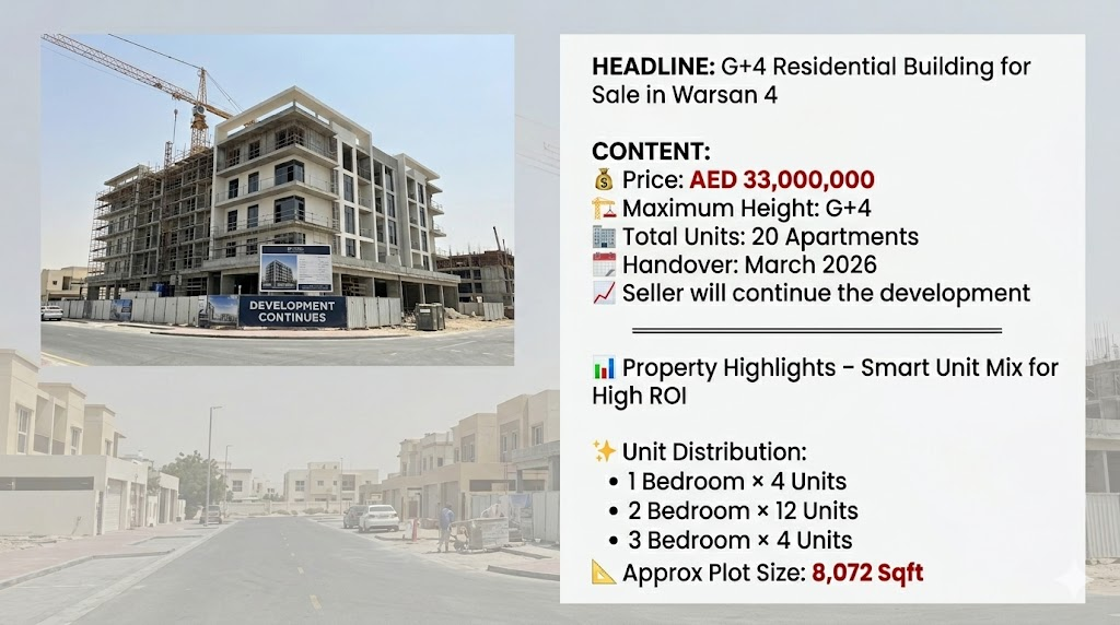 G+4 Residential Building for Sale in Warsan 4