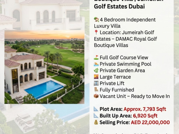 4BR Luxury Villa for Sale in Jumeirah Golf Estates – Full Golf Course View
