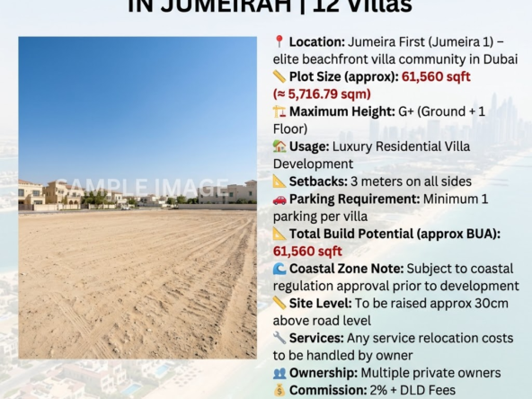 G+1 compound villa PLOT FOR SALE IN JUMEIRAH |12 Villas