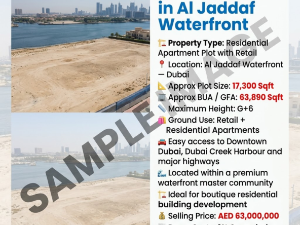 G+ Plot for Sale in Al Jaddaf Waterfront