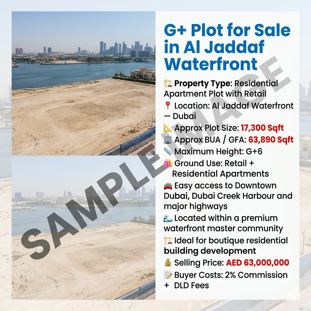 G+ Plot for Sale in Al Jaddaf Waterfront